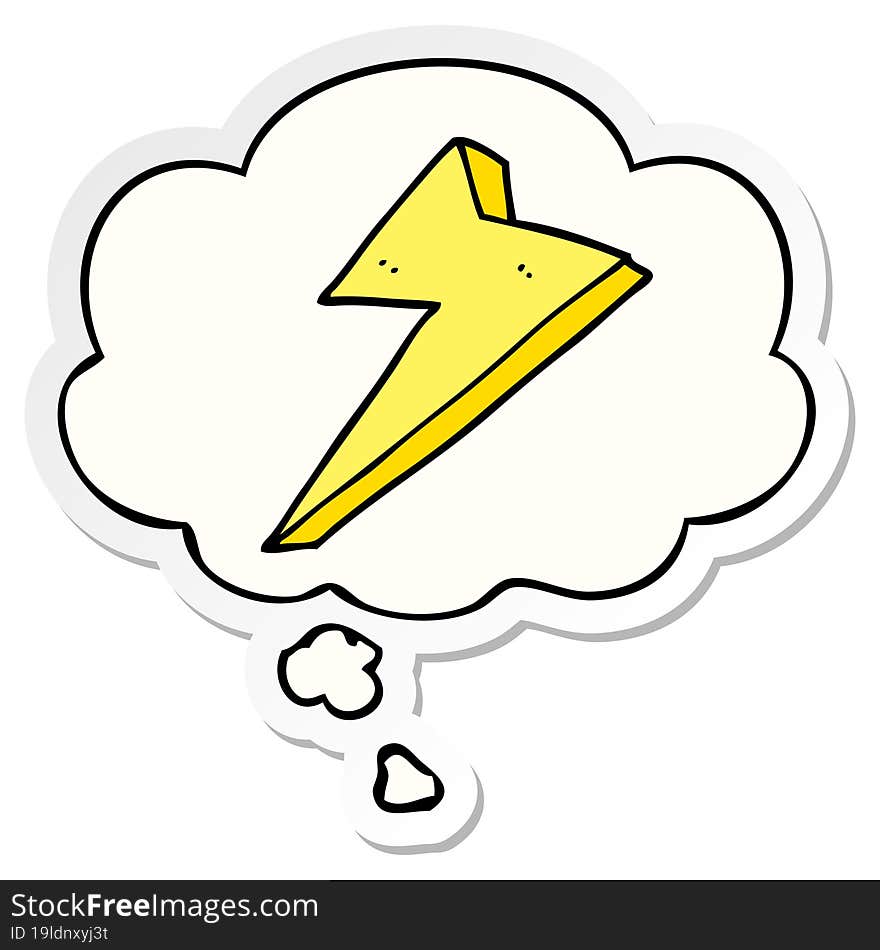 cartoon lightning and thought bubble as a printed sticker