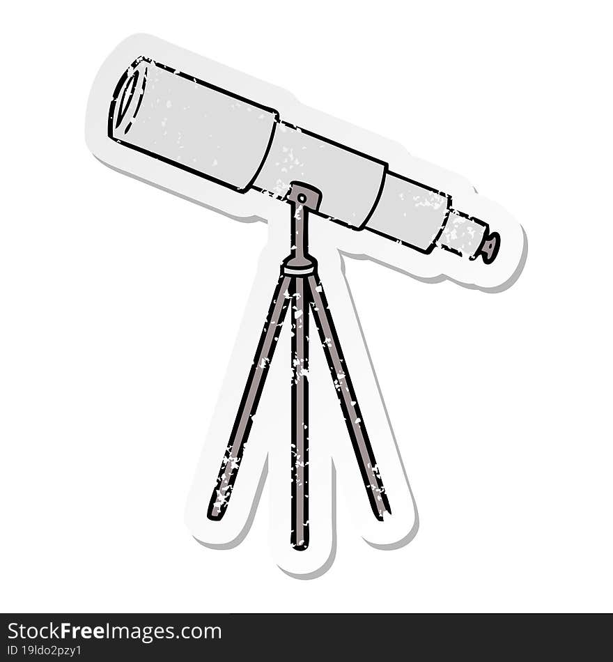 distressed sticker of a cartoon telescope