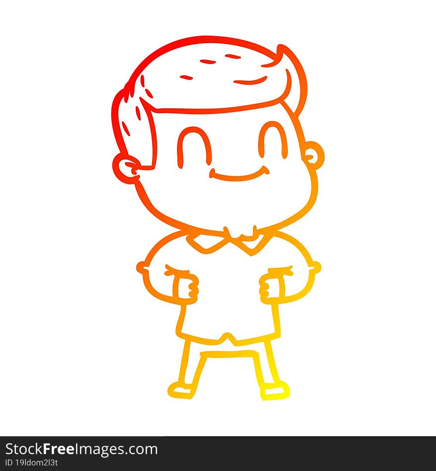 warm gradient line drawing of a cartoon friendly man