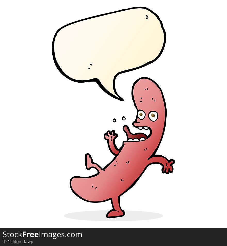 cartoon sausage with speech bubble