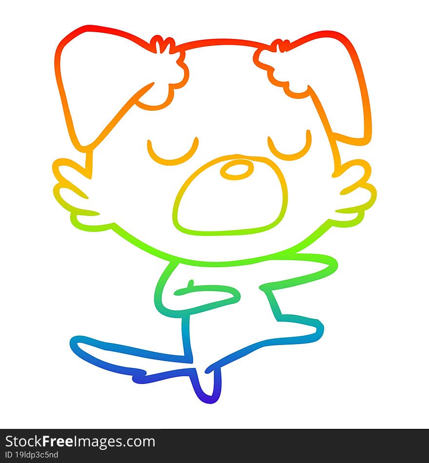 Rainbow Gradient Line Drawing Cartoon Dog