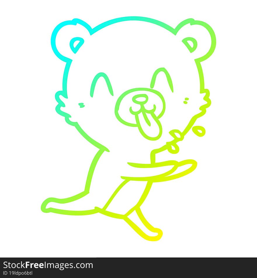 cold gradient line drawing rude cartoon polar bear sticking out tongue