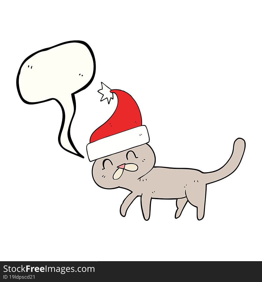 speech bubble cartoon cat wearing christmas hat