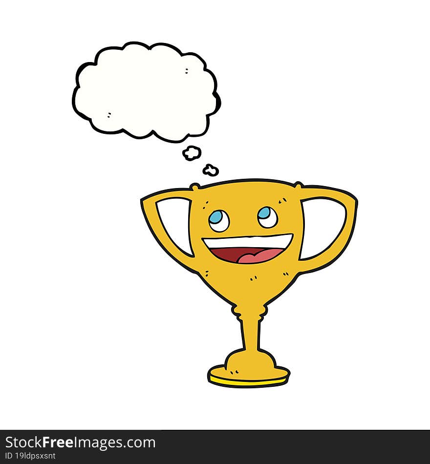 thought bubble cartoon sports trophy