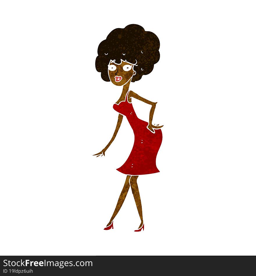 cartoon woman posing in dress