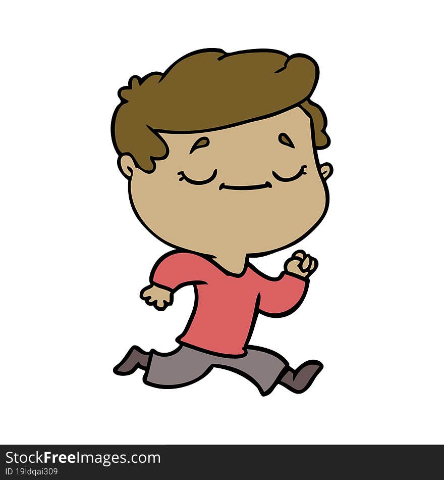 cartoon peaceful man running. cartoon peaceful man running