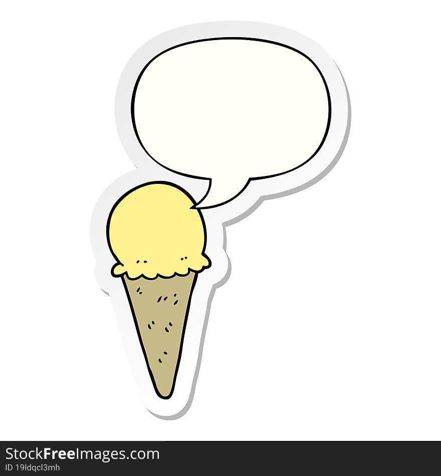 cartoon ice cream and speech bubble sticker