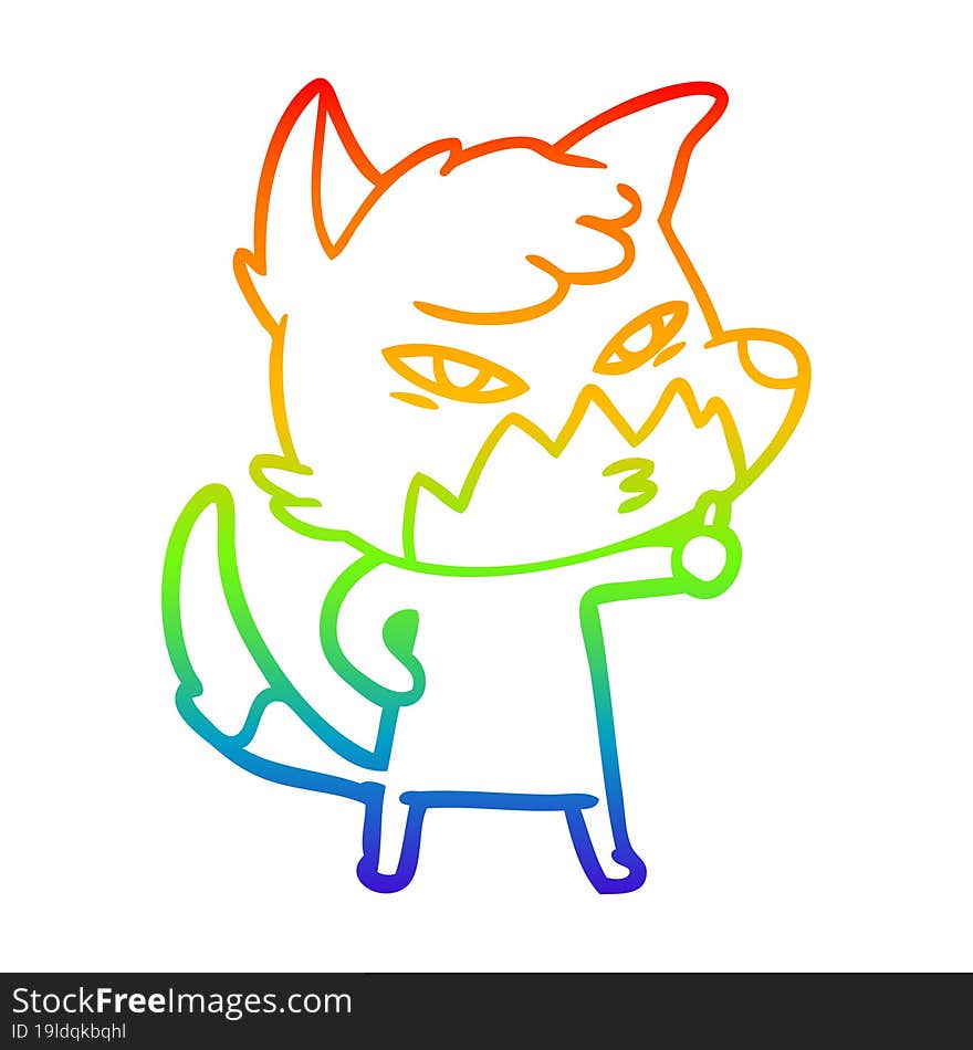 rainbow gradient line drawing clever cartoon fox