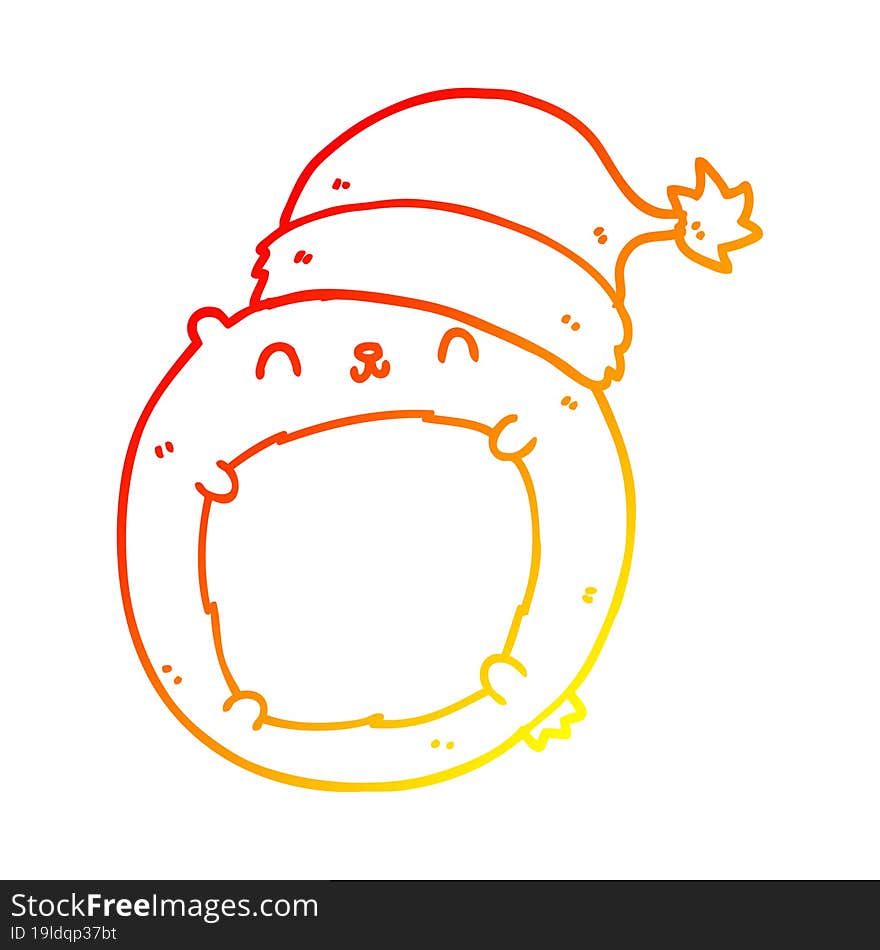 warm gradient line drawing cute cartoon christmas bear