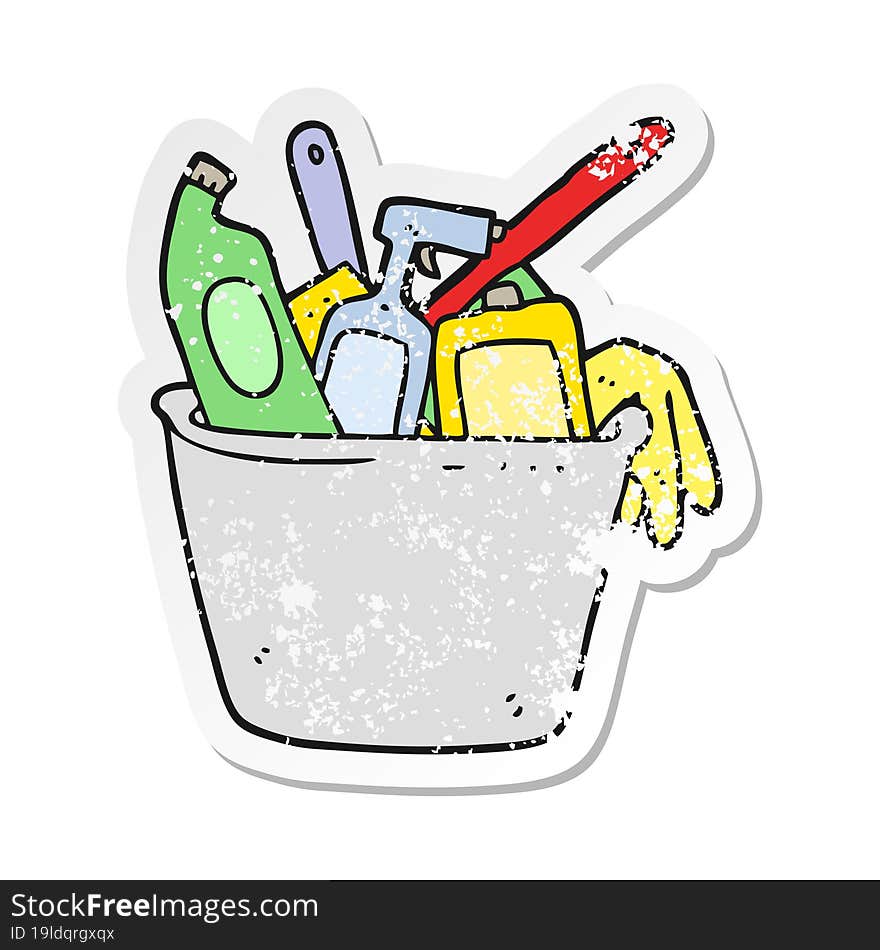 retro distressed sticker of a cleaning products cartoon