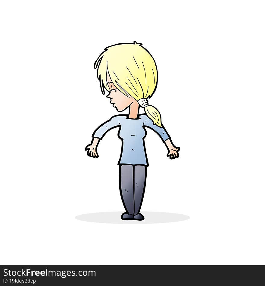 Cartoon Woman Shrugging Shoulders