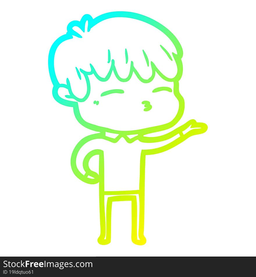 cold gradient line drawing cartoon curious boy