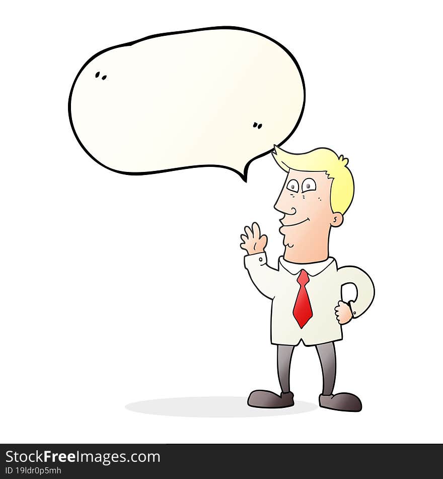 freehand drawn speech bubble cartoon waving man