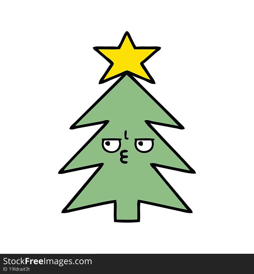 cute cartoon of a christmas tree. cute cartoon of a christmas tree