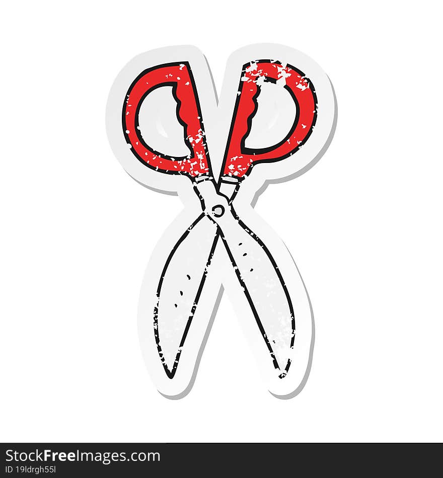 Retro Distressed Sticker Of A Cartoon Pair Of Scissors