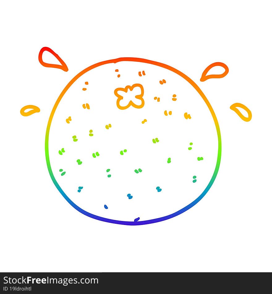 rainbow gradient line drawing of a cartoon orange