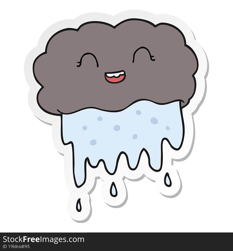 sticker of a cartoon rain cloud