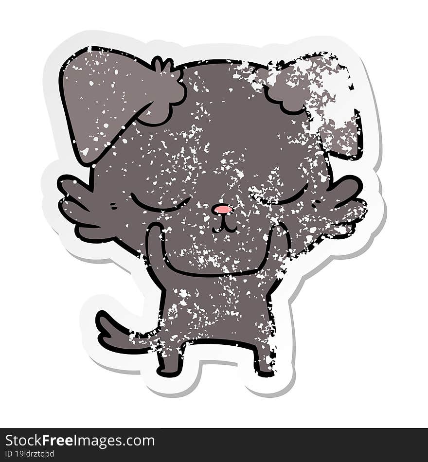 Distressed Sticker Of A Cute Cartoon Dog