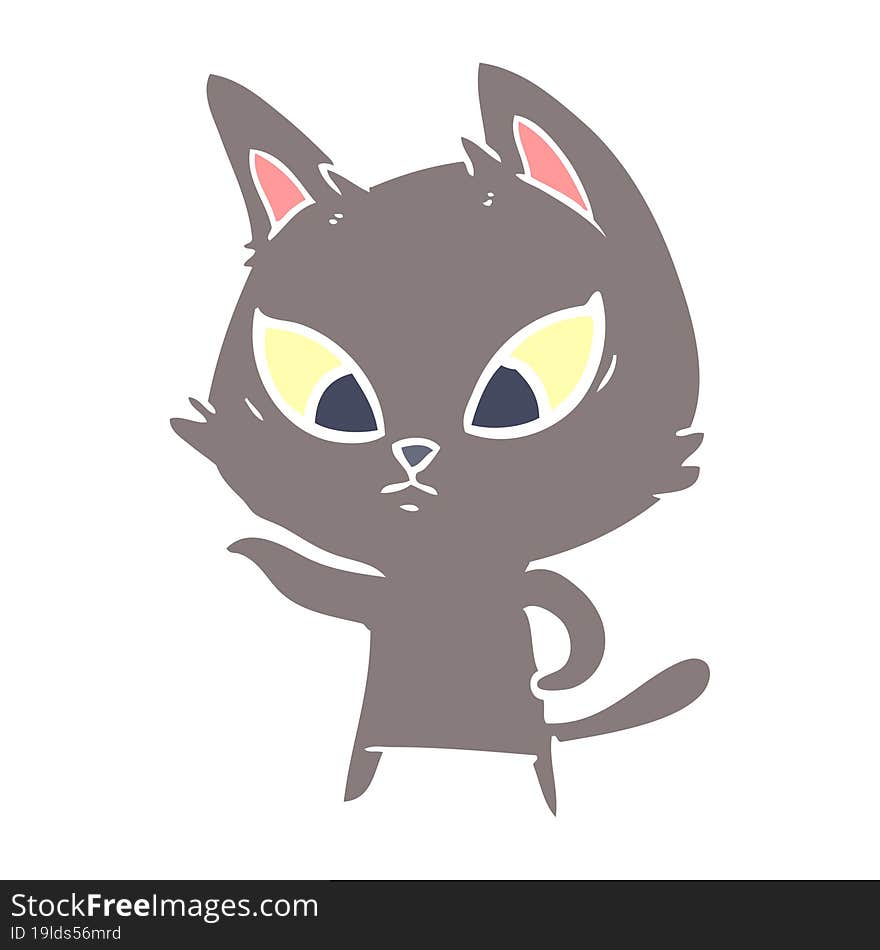 confused flat color style cartoon cat