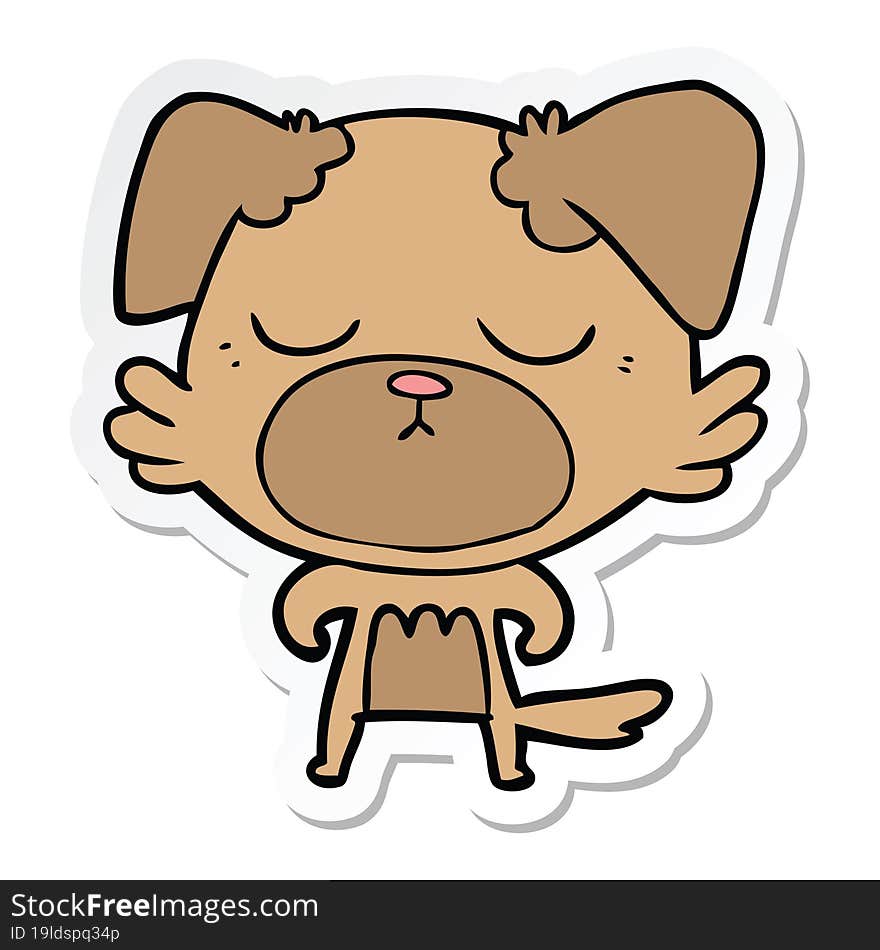 Sticker Of A Cute Cartoon Dog