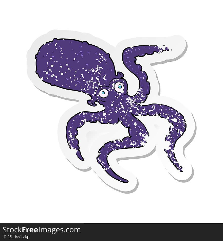 retro distressed sticker of a cartoon octopus