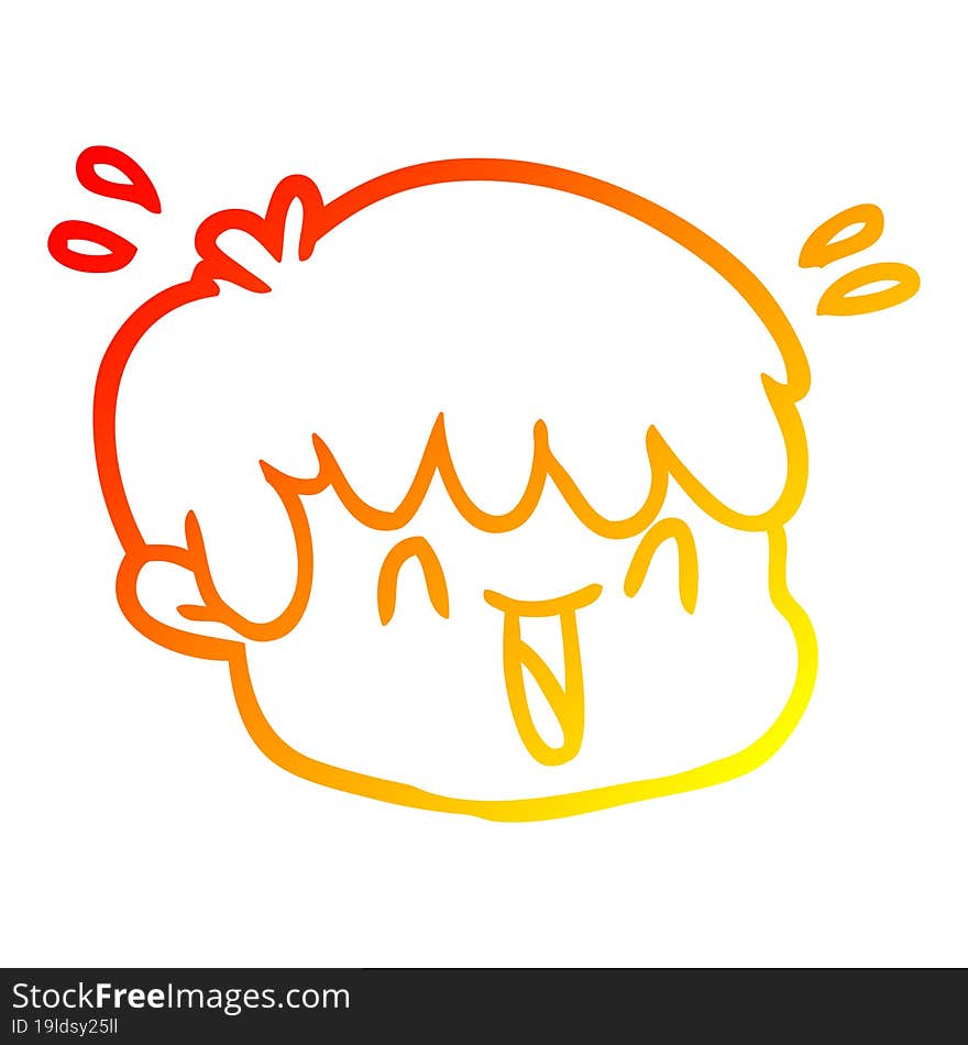 warm gradient line drawing cartoon male face