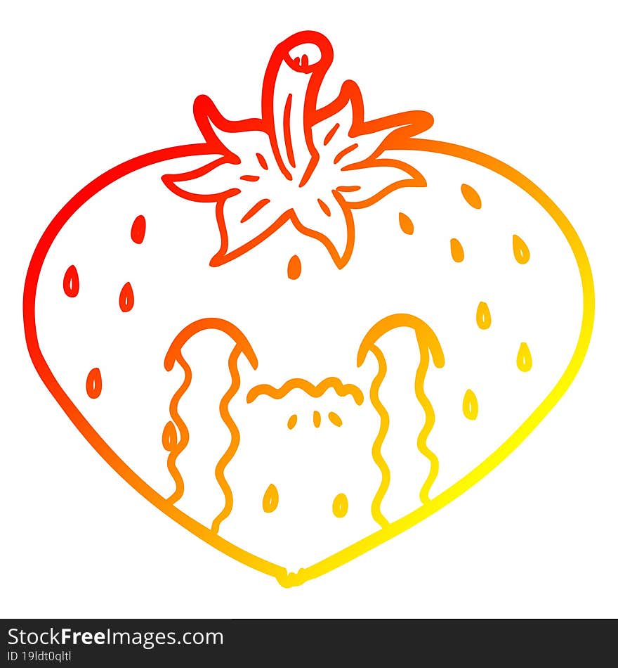 warm gradient line drawing of a cartoon strawberry