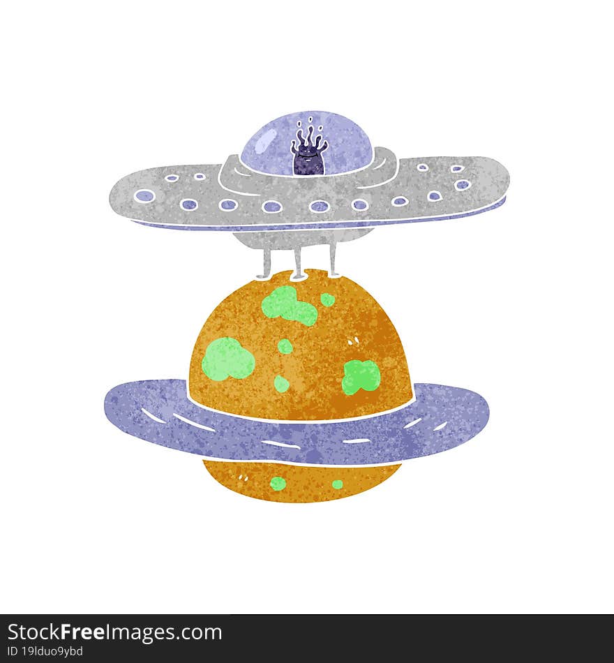 Retro Cartoon Flying Saucer