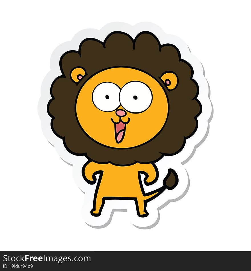 sticker of a happy cartoon lion