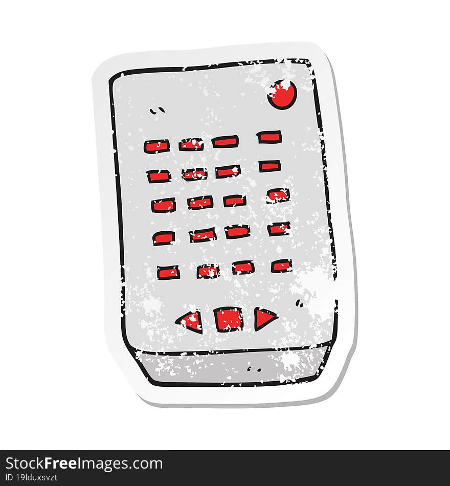 retro distressed sticker of a cartoon remote control