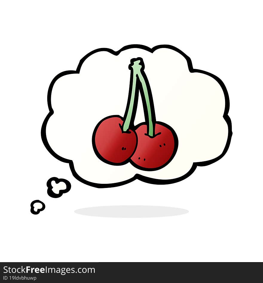 cartoon cherries with thought bubble