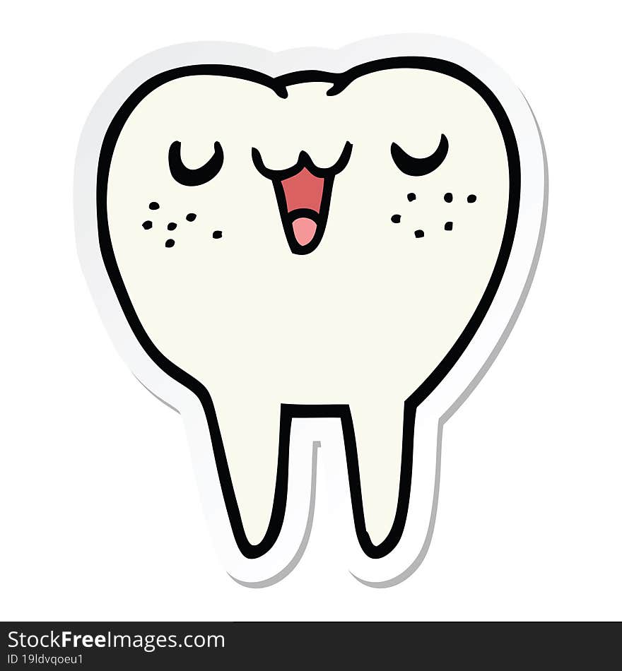 sticker of a cartoon tooth