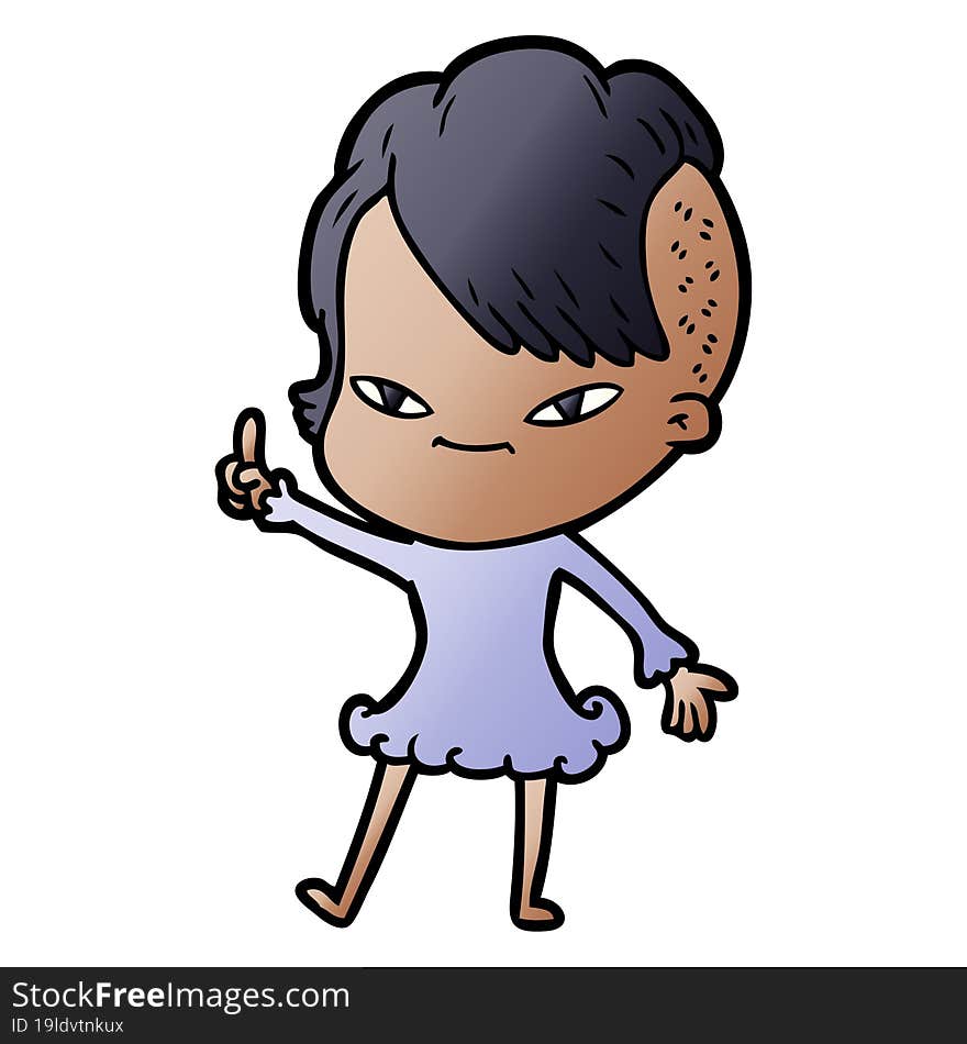 cute cartoon girl with hipster haircut. cute cartoon girl with hipster haircut