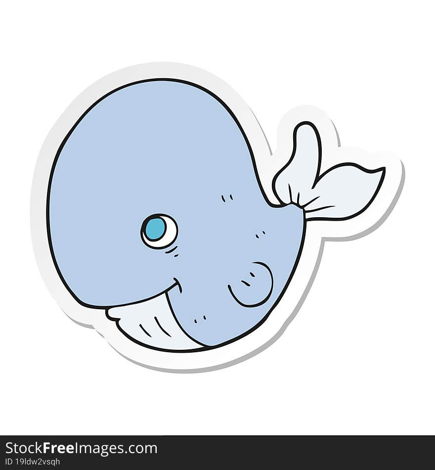 sticker of a cartoon happy whale