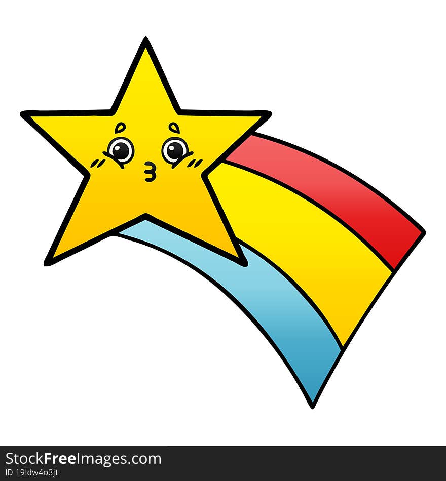 Gradient Shaded Cartoon Shooting Rainbow Star