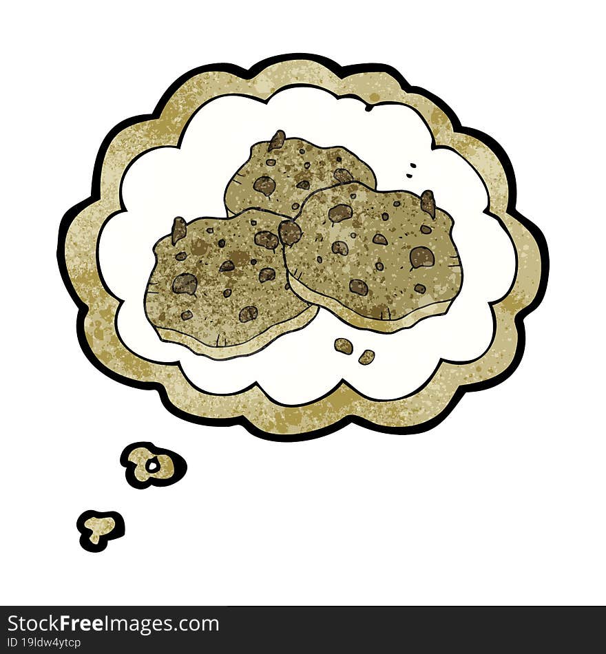 thought bubble textured cartoon chocolate chip cookies