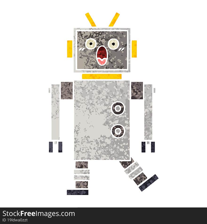 Retro Illustration Style Cartoon Robot