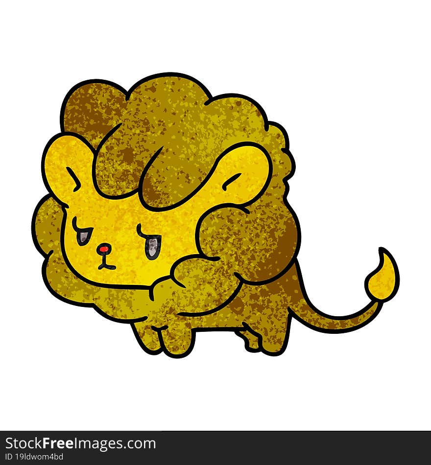 textured cartoon kawaii cute lion cub