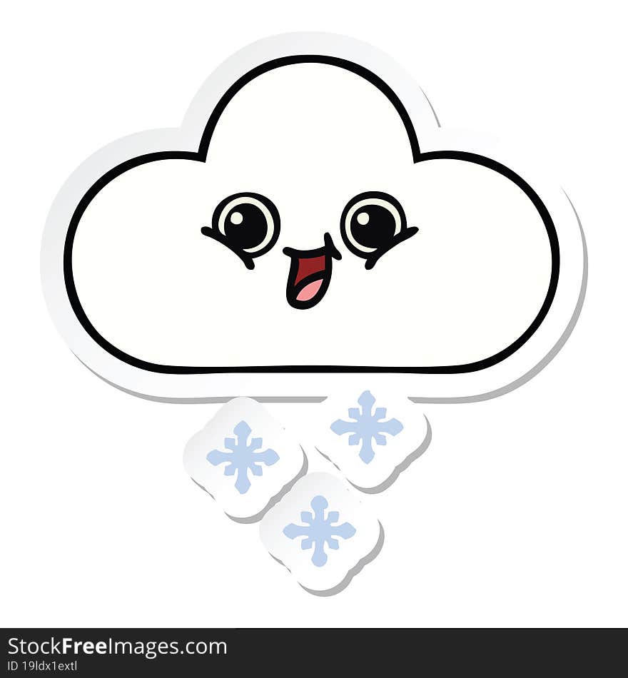 sticker of a cute cartoon snow cloud