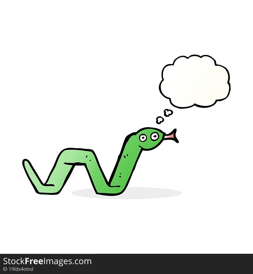 funny cartoon snake with thought bubble