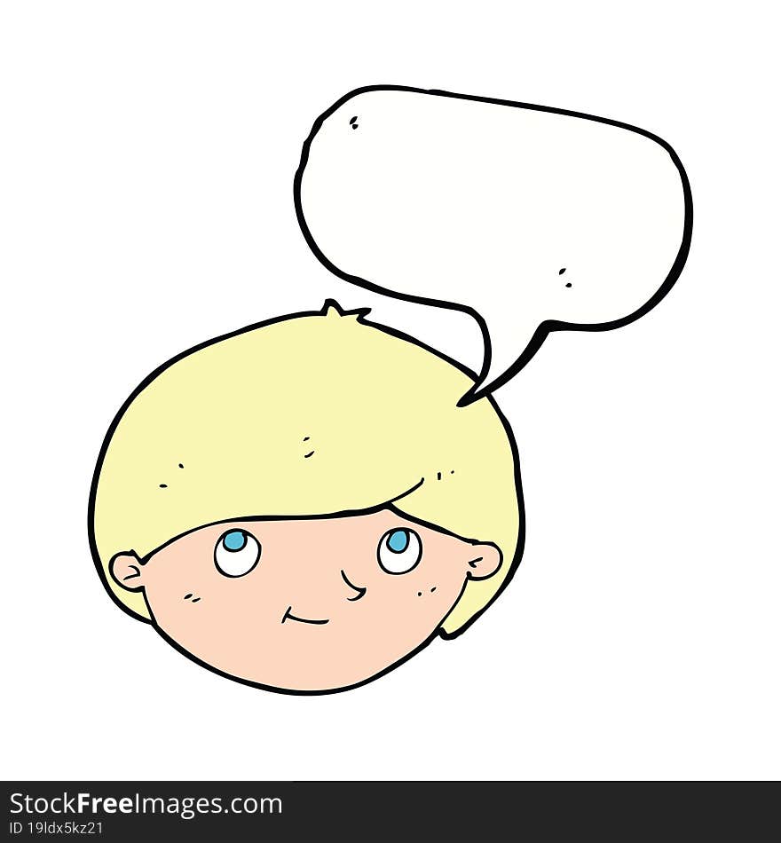 cartoon happy man with speech bubble