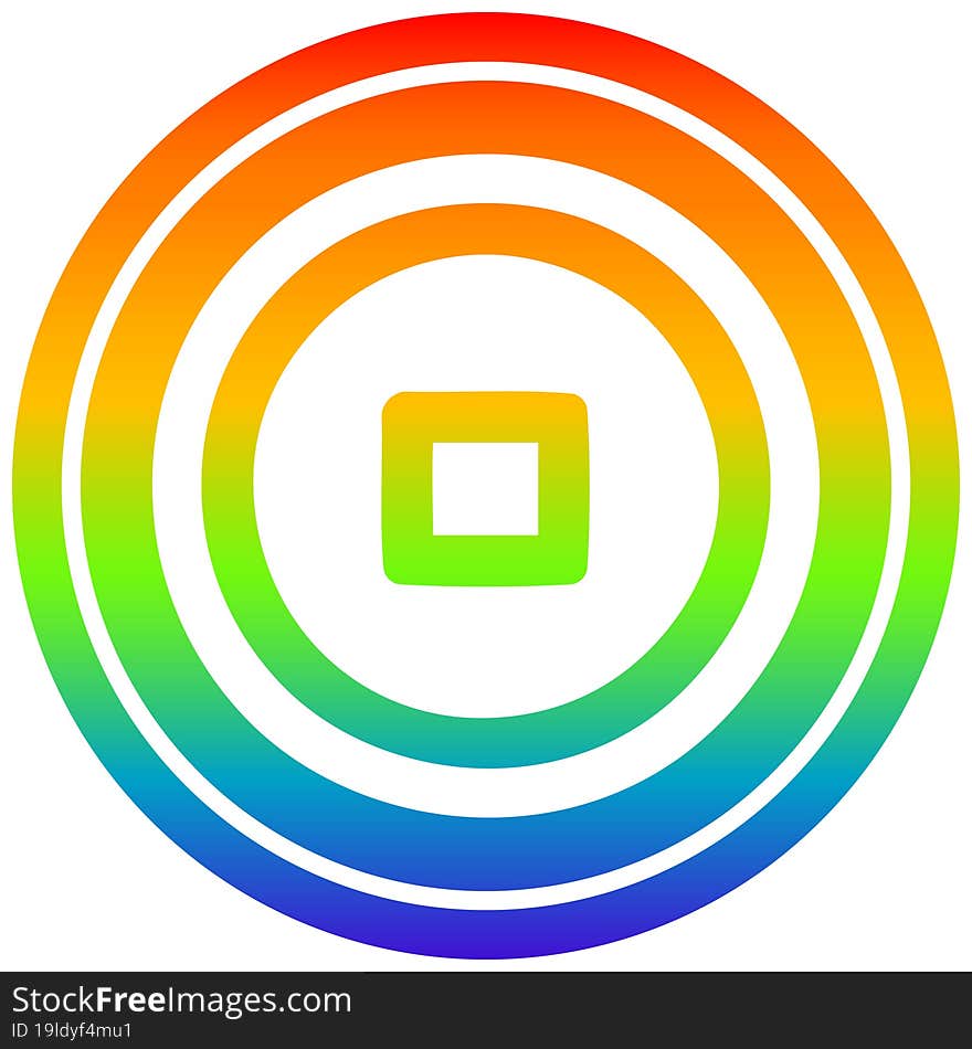 stop button circular in rainbow spectrum