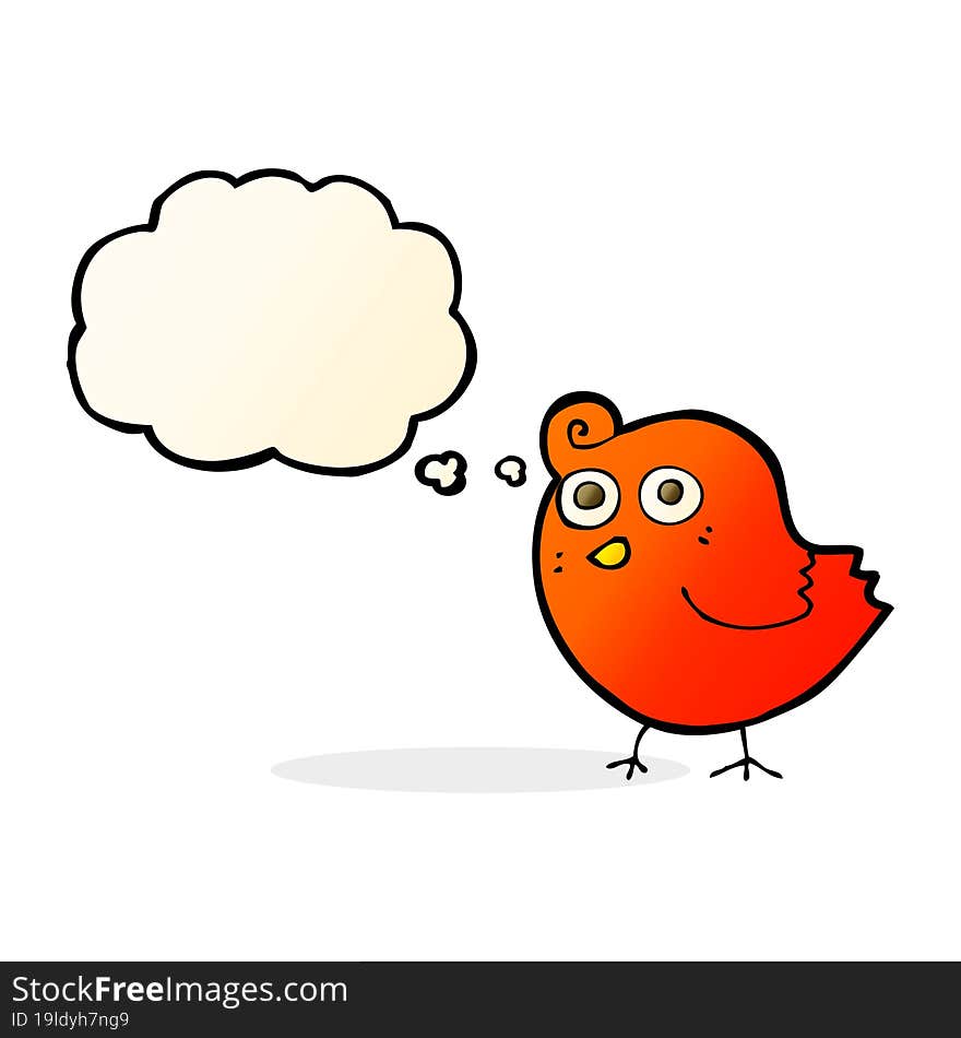 Funny Cartoon Bird With Thought Bubble