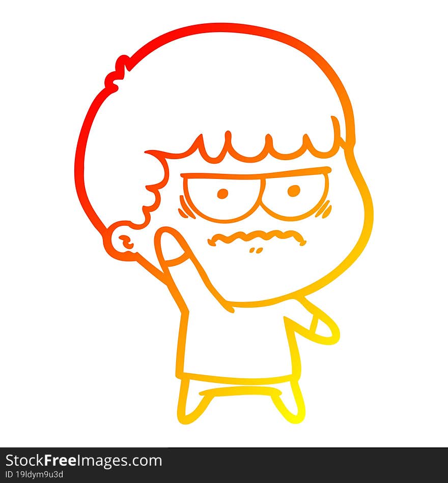 Warm Gradient Line Drawing Cartoon Annoyed Man