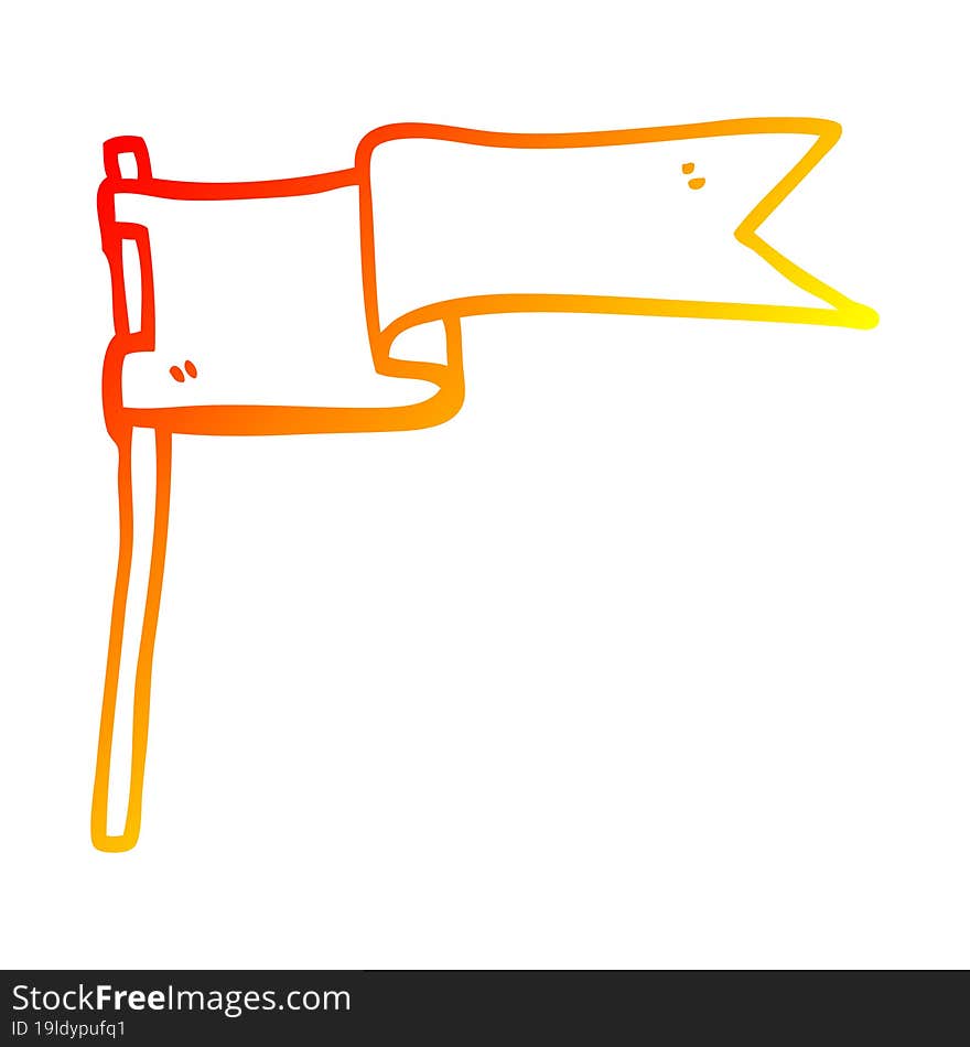 warm gradient line drawing cartoon flag waving in wind