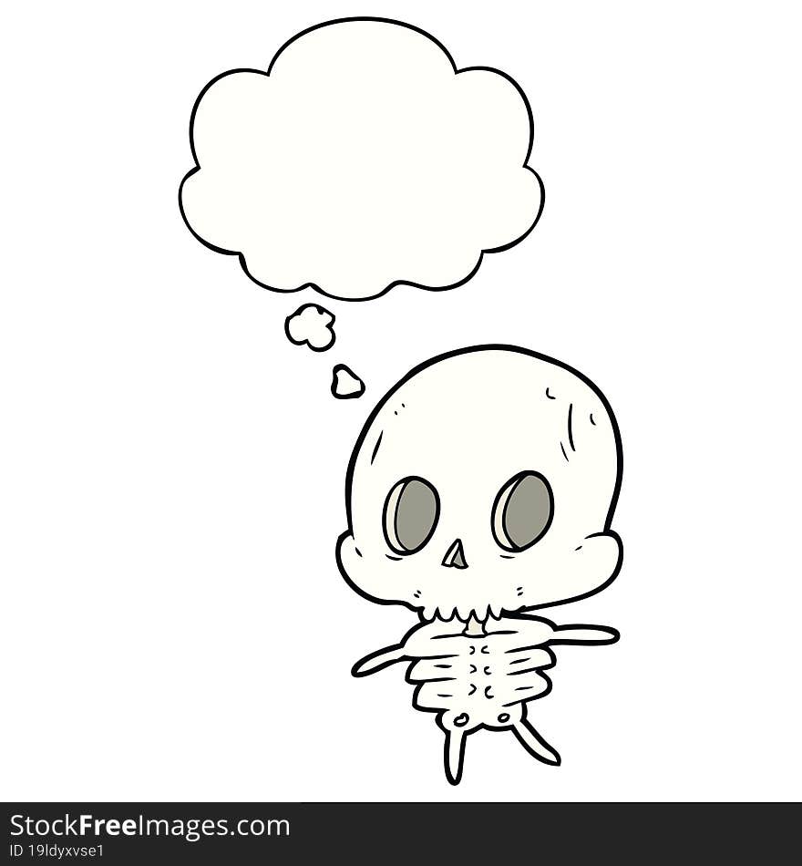 cartoon skeleton and thought bubble