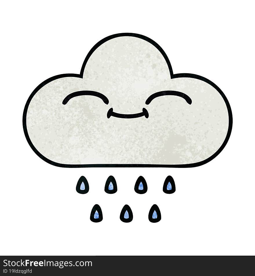 Retro Grunge Texture Cartoon Rain Cloud