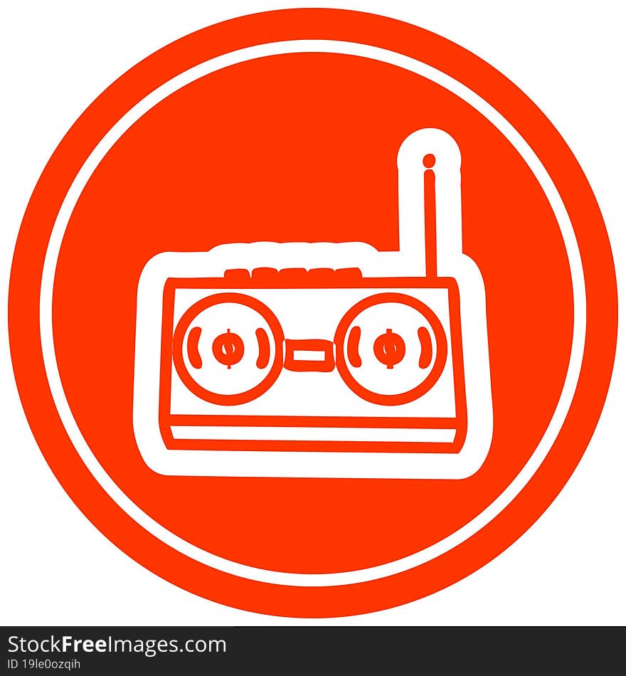 radio cassette player circular icon