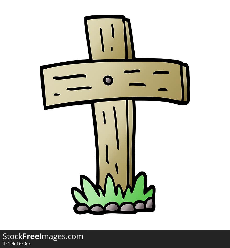 Vector Gradient Illustration Cartoon Graveyard Cross