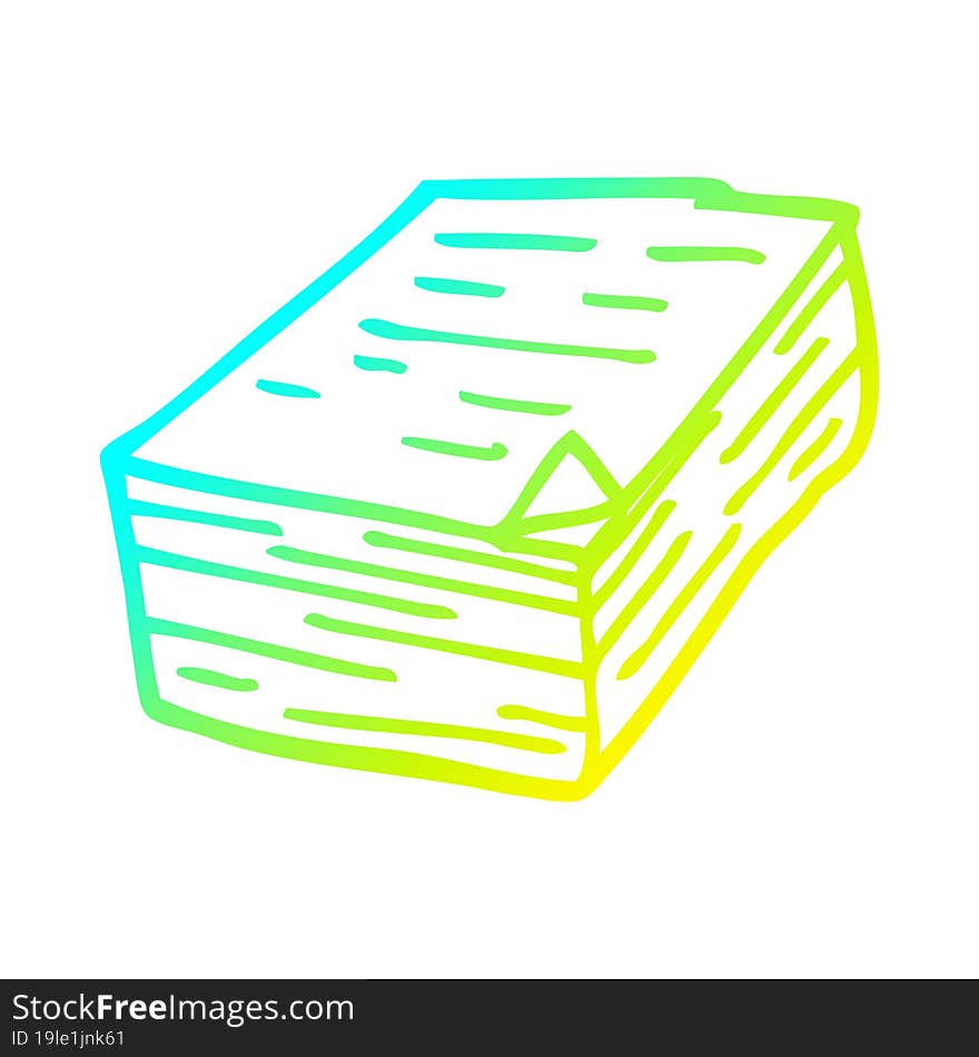 Cold Gradient Line Drawing Cartoon Pile Of Paper